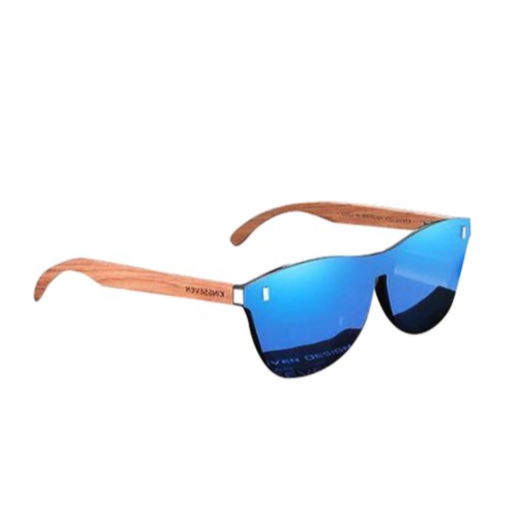 KingSeven Zonnebril Heren - Blue Oculos Bamboo UV400 en Polarisatie Filter