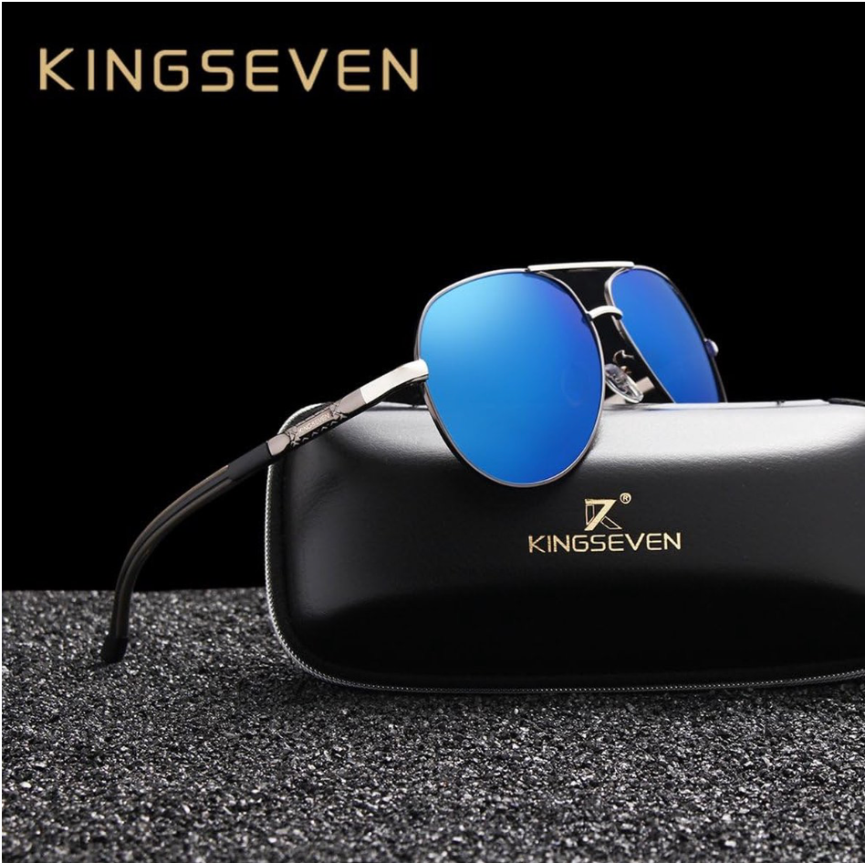 KingSeven Bluestar - Zonnebril Heren - Pilotenbril met UV400 en polarisatie filter - Z68
