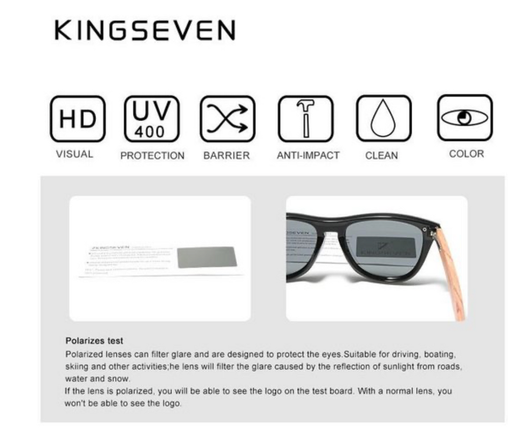 Kingseven Wayfarer Zonnebril - UV400 - Gepolariseerd - Zwart - Greystar - Z751