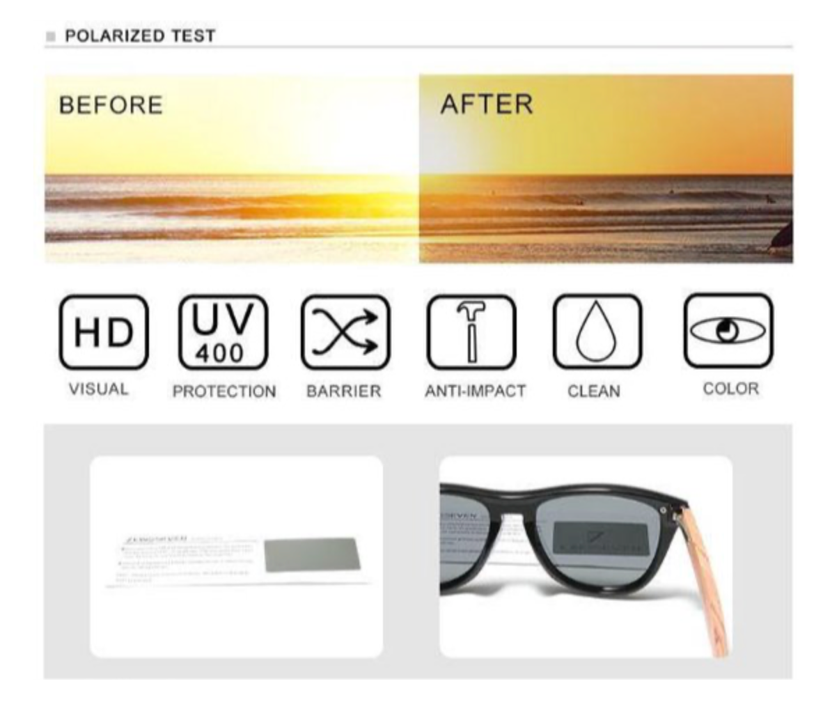 KingSeven Zonnebril Heren - Blue Oculos Bamboo UV400 en Polarisatie Filter
