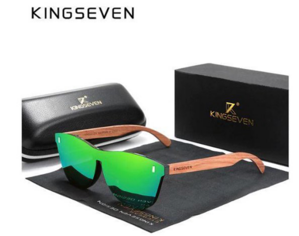 KingSeven - Zonnebril Heren - Green Oculos Bamboo UV400 en Polarisatie Filter