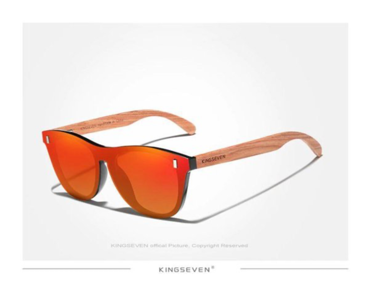 KingSeven Zonnebril Heren - Orange Oculos Bamboo UV400 en Polarisatie filter