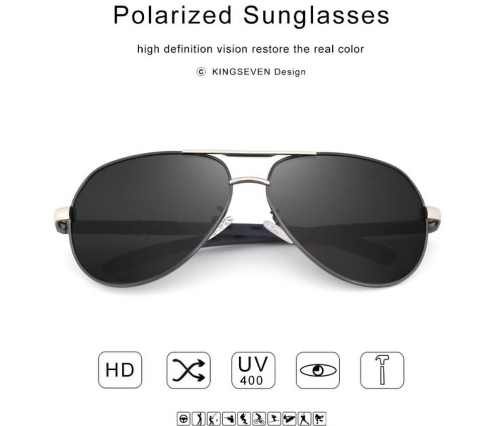 KingSeven BlackStar - Pilotenbril met UV400 en polarisatie filter