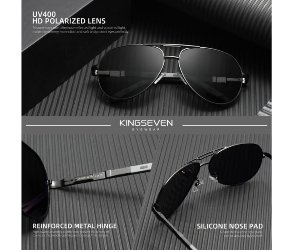 KingSeven Blackstar - Zonnebril Heren - Pilotenbril met UV400 en polarisatie filter - Z151