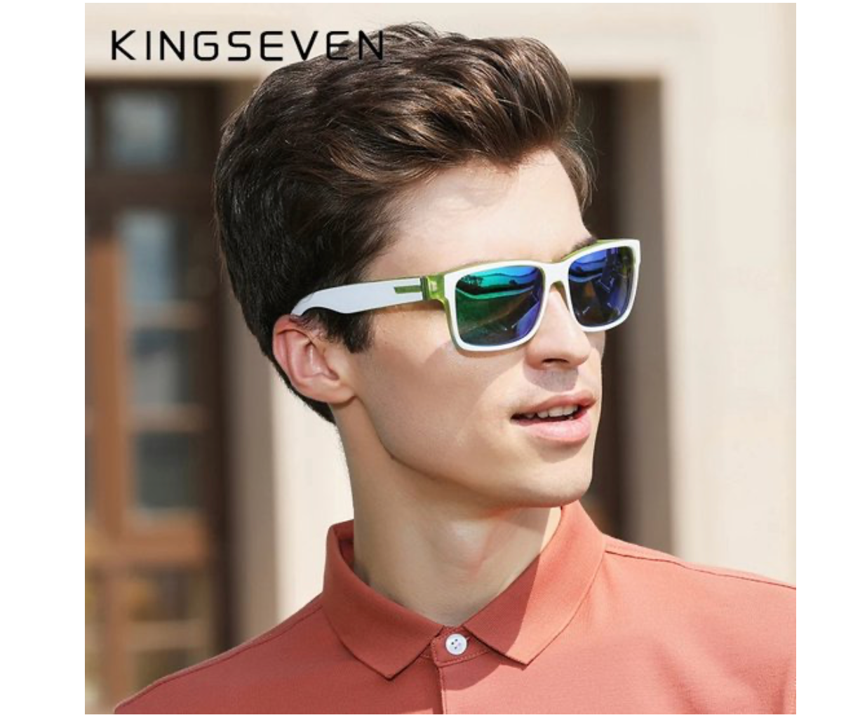 Kingseven Wayfarer Zonnebril - UV400 - Gepolariseerd - Zwart - Limited Redstar - Z1901