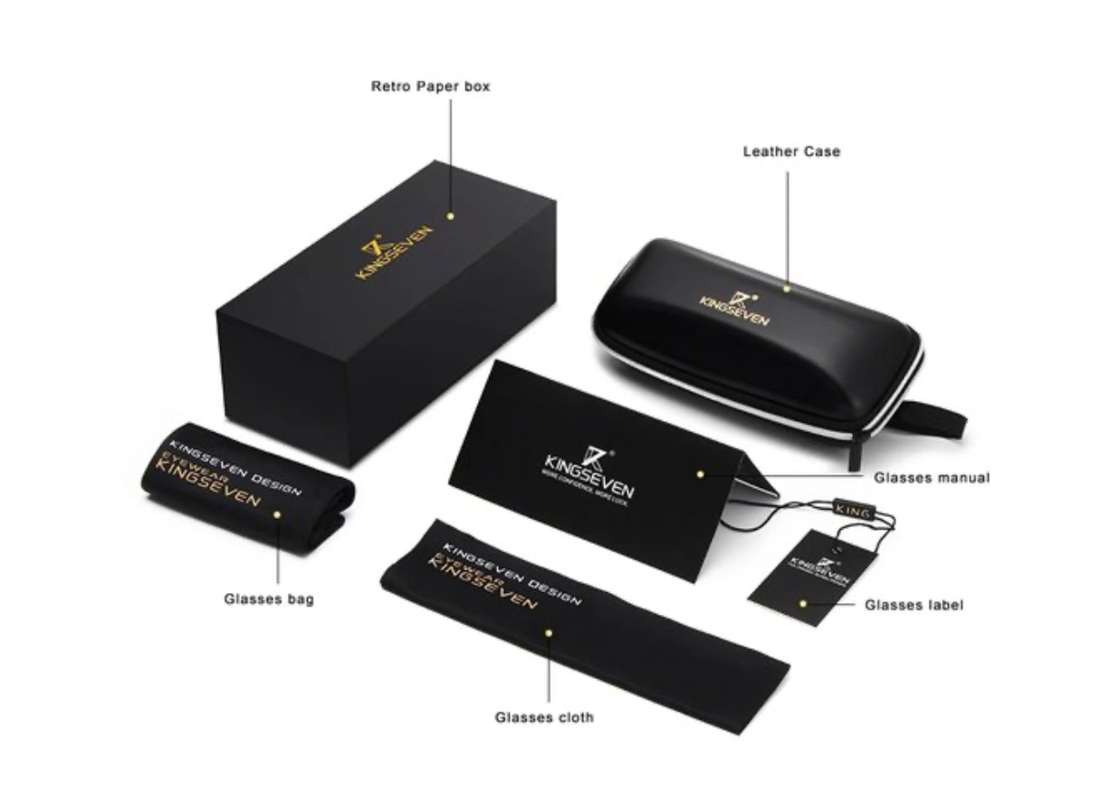 Kingseven Wayfarer Zonnebril - UV400 - Gepolariseerd - Zwart - Limited Redstar - Z1901