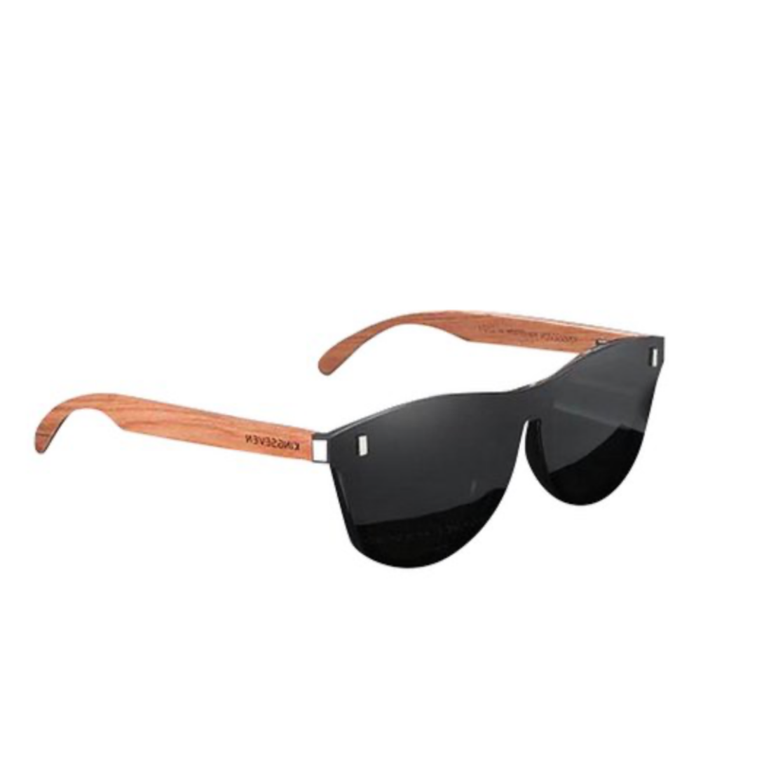 KingSeven Zonnebril Heren - Black Wayfarer Bamboo UV400 en Polarisatie filter