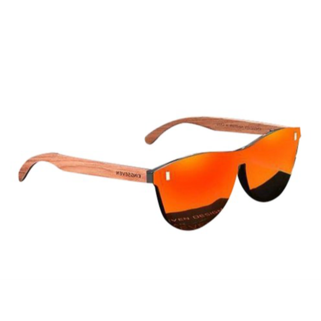 KingSeven Zonnebril Heren - Orange Oculos Bamboo UV400 en Polarisatie filter