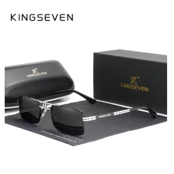 KINGSEVEN Zonnebril 760 - Grijs-Zilverkleurig - Heren - Vrouwen - Gepolariseerd - UV400 - Vintage