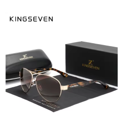 KINGSEVEN Zonnebril 7777 - Luipaard-Bruin - Heren - Vrouwen - Gepolariseerd - UV400 - Piloot