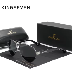 KINGSEVEN Zonnebril 7777 - Donkergrijs - Heren - Vrouwen - Gepolariseerd - UV400 - Piloot
