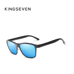 KINGSEVEN Zonnebril 7189 - Zwart-Blauw - Heren - Vrouwen - Gepolariseerd - UV400 - Vintage