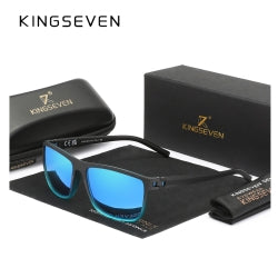 KINGSEVEN Zonnebril 755 - Zwart-Blauw - Heren - Vrouwen - Gepolariseerd - UV400 - Rechthoek