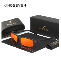 KINGSEVEN Zonnebril 755 - Zwart-Rood - Heren - Vrouwen - Gepolariseerd - UV400 - Rechthoek