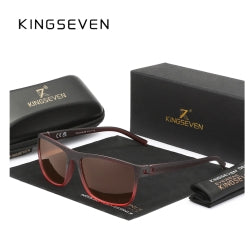KINGSEVEN Zonnebril 755 - Rood-Bruin - Heren - Vrouwen - Gepolariseerd - UV400 - Rechthoek