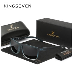KINGSEVEN Zonnebril 755 - Transparant Blauw-Zwart - Heren - Vrouwen - Gepolariseerd - UV400 - Rechthoek