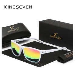 KINGSEVEN Zonnebril 755 - Wit-Meer�kleurig - Heren - Vrouwen - Gepolariseerd - UV400 - Rechthoek