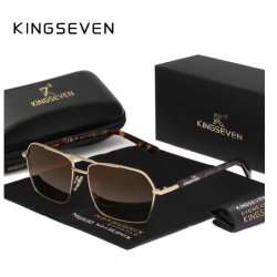 KINGSEVEN Zonnebril 9201 - Luipaard-Bruin - Heren - Vrouwen - Gepolariseerd - UV400 - Spiegelend - Rechthoek