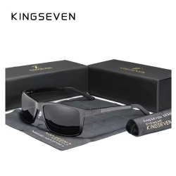 KINGSEVEN Zonnebril 7021 - Zwart-Grijs - Heren - Vrouwen - Gepolariseerd - UV400 - Rechthoek