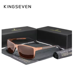 KINGSEVEN Zonnebril 7021 - Bruin - Heren - Vrouwen - Gepolariseerd - UV400 - Rechthoek