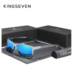 KINGSEVEN Zonnebril 7021 - Donkergrijs-Blauw - Heren - Vrouwen - Gepolariseerd - UV400 - Rechthoek