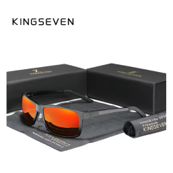 KINGSEVEN Zonnebril 7021 - Zwart-Rood - Heren - Vrouwen - Gepolariseerd - UV400 - Rechthoek